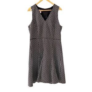 Banana Republic Black & White Geometric Print Fit & Flare Dress